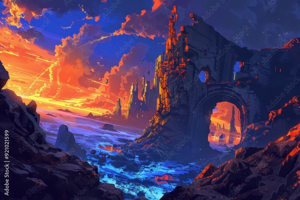 Ancient Ruins at Sunset Ancient Ruins at Sunset