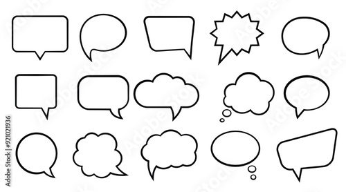 hand drawn set speech bubbles isolated doodle set element vector illustration