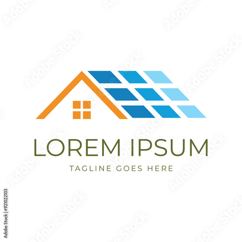 Simple Minimalist House with Solar Panel for Renewable Energy Technology Icon Symbol Illustration