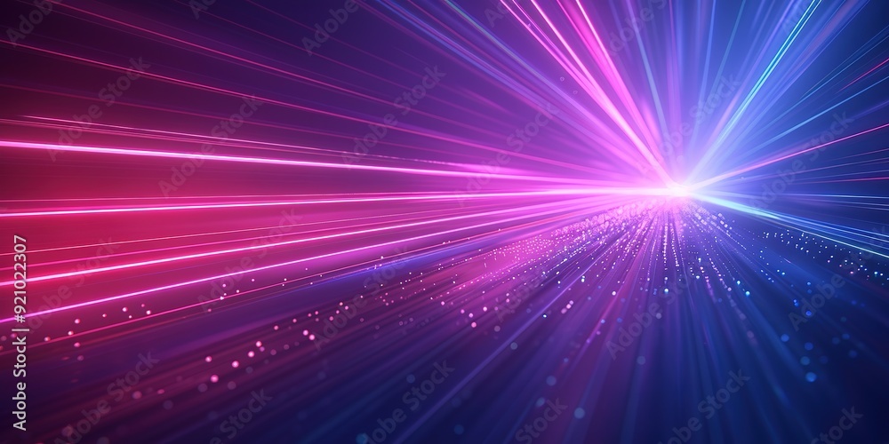 Abstract glowing lines of purple and blue light radiate outward from a bright center. Abstract glowing lines of purple and blue light radiate outward from a bright center.