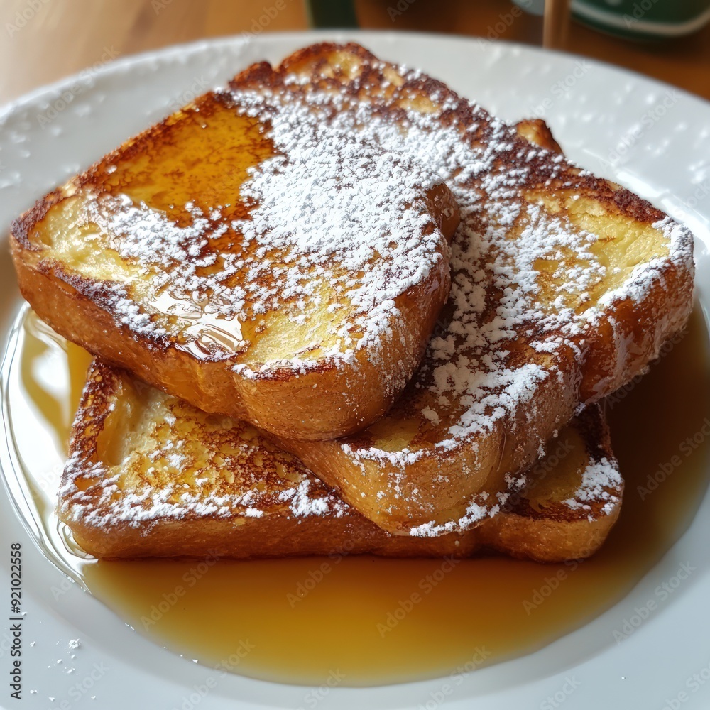 Delicious French Toast with Powdered Sugar and Syrup Delicious French Toast with Powdered Sugar and Syrup