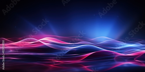 Abstract glowing waves in pink and blue.