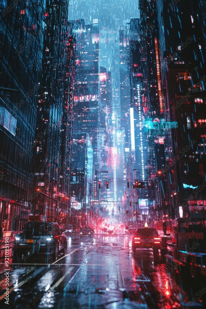 Rainy Night in a Futuristic City Rainy Night in a Futuristic City