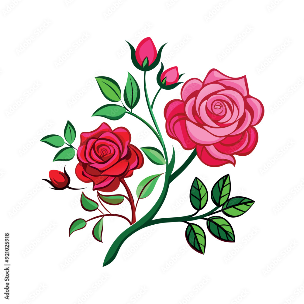 Vector rose clipart design template illustration Vector rose clipart design template illustration