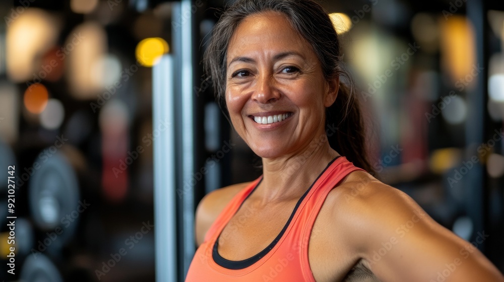 Portrait of a Middle Aged Woman Exercising in the Gym Portrait of a Middle Aged Woman Exercising in the Gym