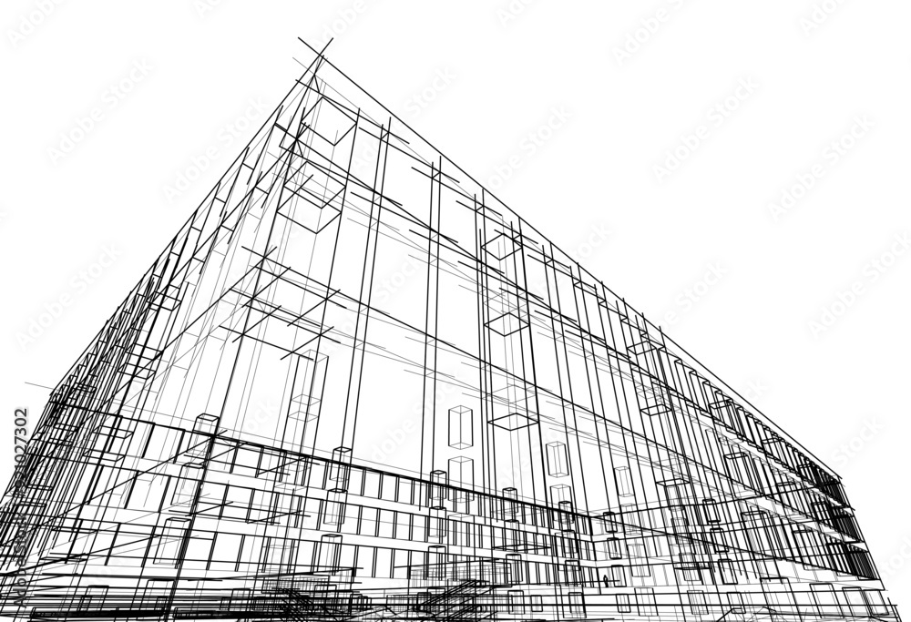 3d rendering sketch of modern building 3d rendering sketch of modern building
