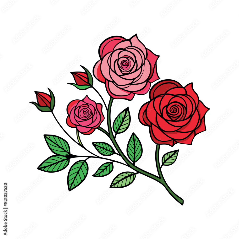 Vector rose clipart design template illustration Vector rose clipart design template illustration
