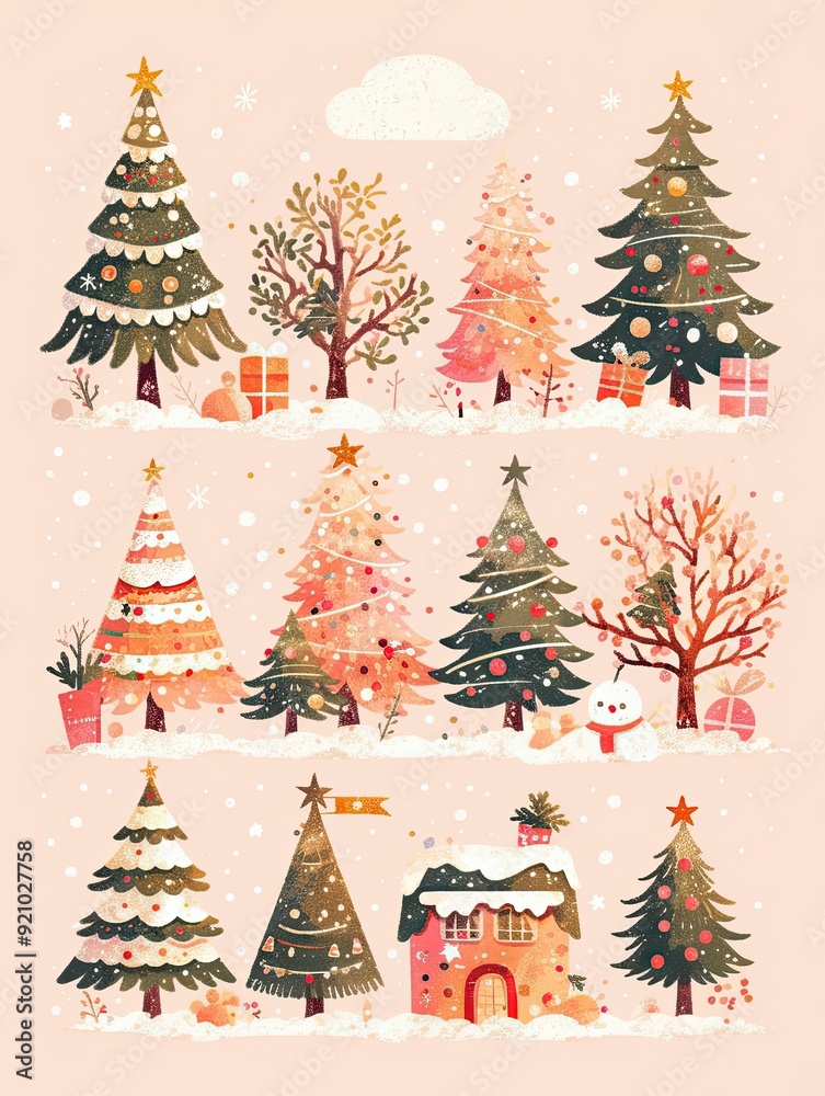 Whimsical Christmas: A Set of Amusingly Decorated Trees, Perfect for Bringing Laughter and Joy to Winter Holiday Settings Whimsical Christmas: A Set of Amusingly Decorated Trees, Perfect for Bringing Laughter and Joy to Winter Holiday Settings