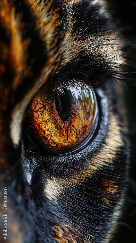 Close-Up of a Tiger's Intense Golden Eye Close-Up of a Tiger's Intense Golden Eye
