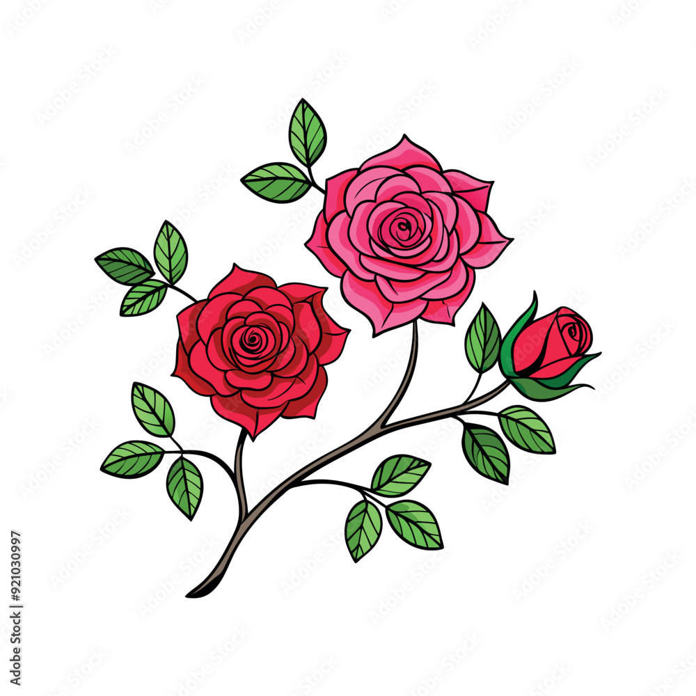 Vector rose clipart design template illustration