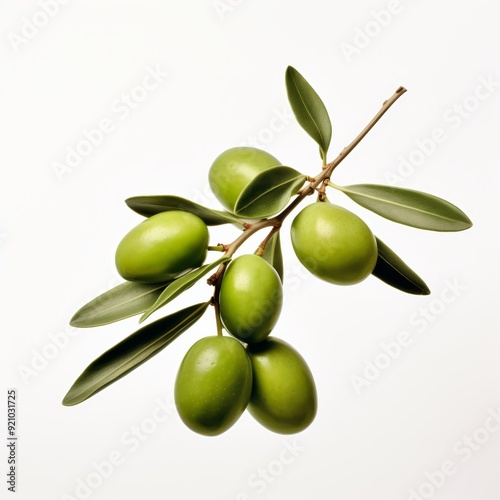 Wallpaper Mural A branch of green olives with leaves isolated on a white background. Torontodigital.ca