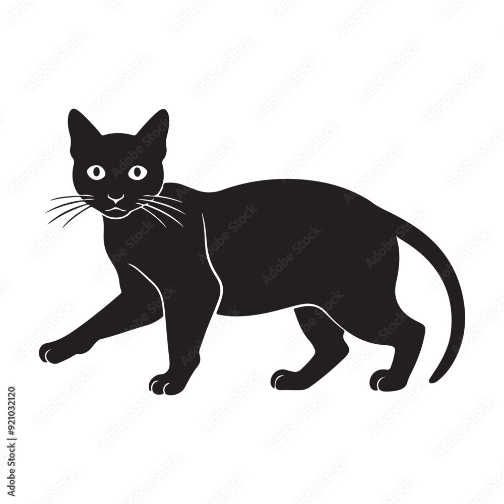 black silhouette of a cat with thick outline side view isolated in white background black silhouette of a cat with thick outline side view isolated in white background