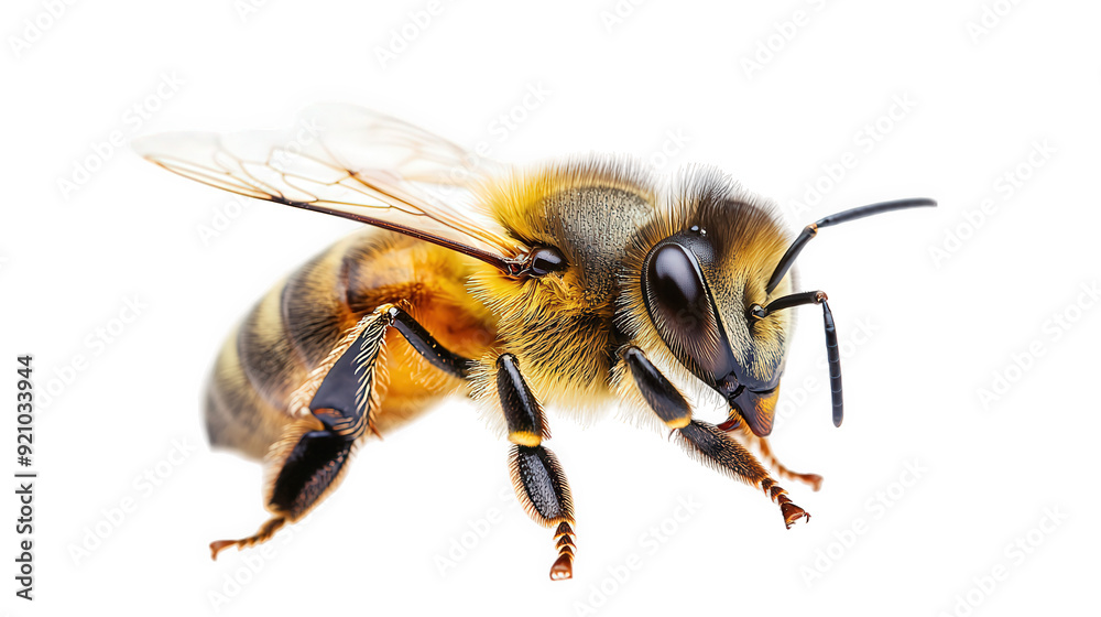macro of a bee isolated on white and transparent background macro of a bee isolated on white and transparent background