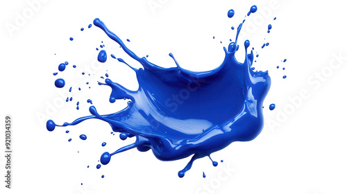 realistic blue paint splash isolated on transparent and white background