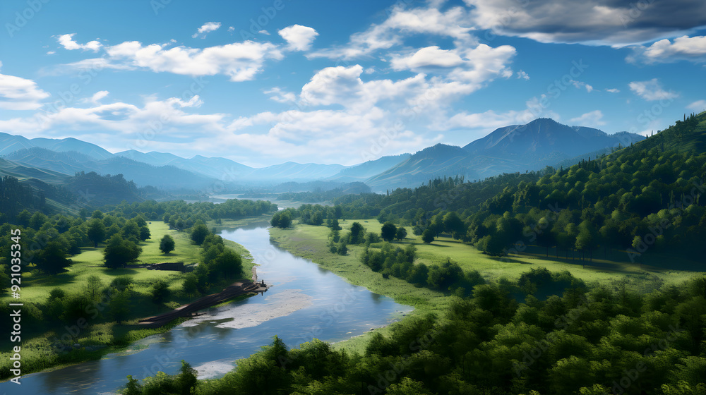 Ethereal Wilderness: An Enchanting Dance of Forest, River, and Mountains Under the Azure Sky Ethereal Wilderness: An Enchanting Dance of Forest, River, and Mountains Under the Azure Sky