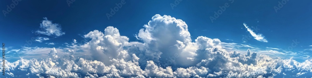 Obraz premium White fluffy clouds on blue sky. Abstract cloudscape background