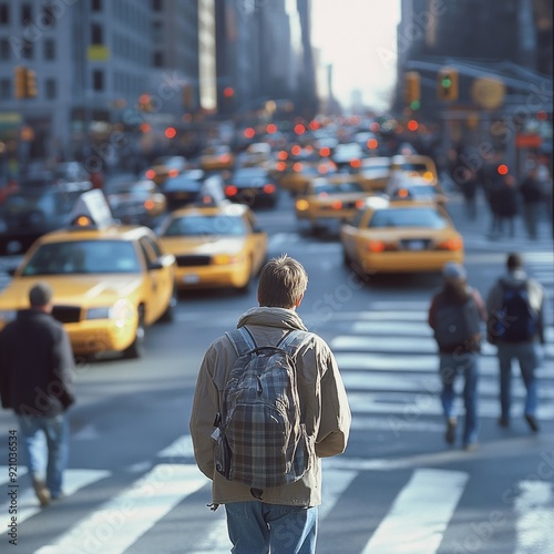 Wallpaper Mural Man Walking In City Street. Torontodigital.ca