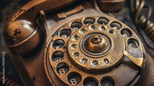 Wallpaper Mural Close-up of a rotary phone, emphasizing the intricate details and nostalgic feel of analog communication Torontodigital.ca