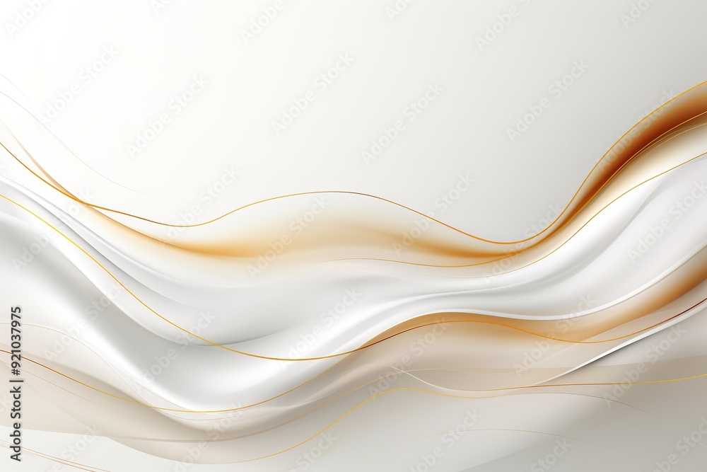 Abstract background with flowing golden lines and white waves. Abstract background with flowing golden lines and white waves.