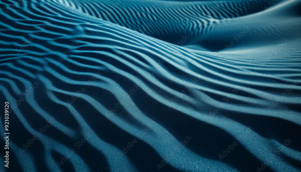 The image is of a blue ocean with a sandy beach. The water is calm and the sand is wet, creating a peaceful and serene atmosphere The image is of a blue ocean with a sandy beach. The water is calm and the sand is wet, creating a peaceful and serene atmosphere