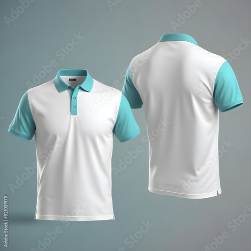 Blank White Polo T Shirt Mockup for young man AI generated
