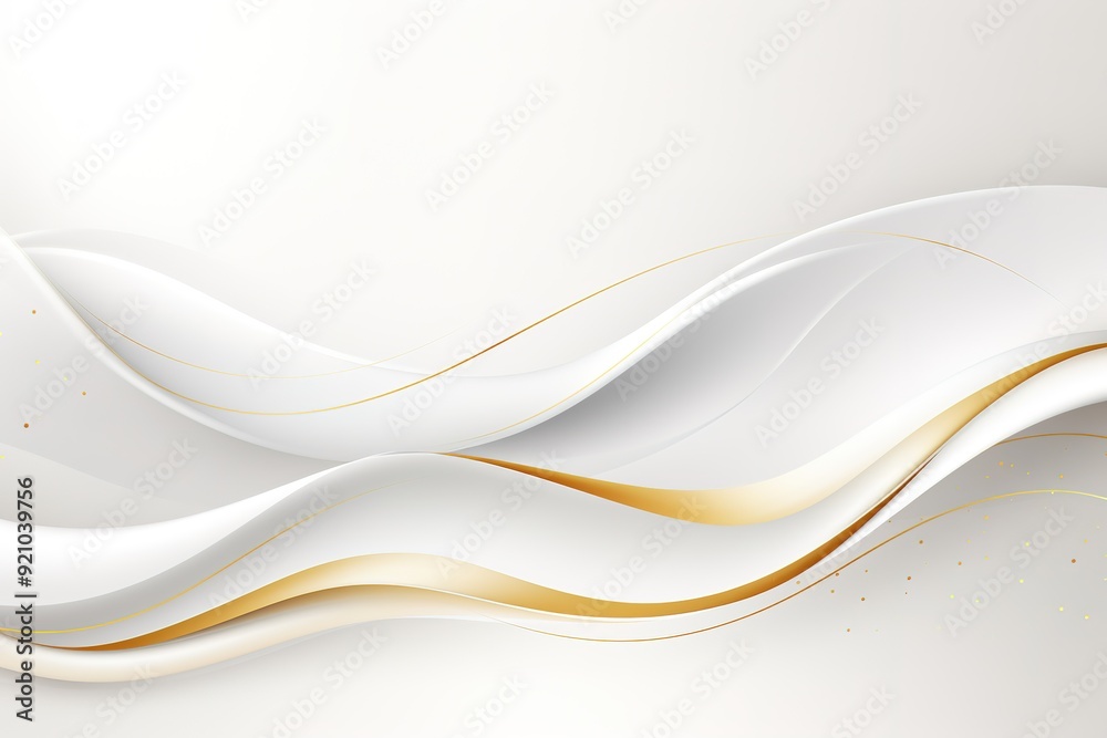 Abstract background with flowing white and gold waves. Abstract background with flowing white and gold waves.