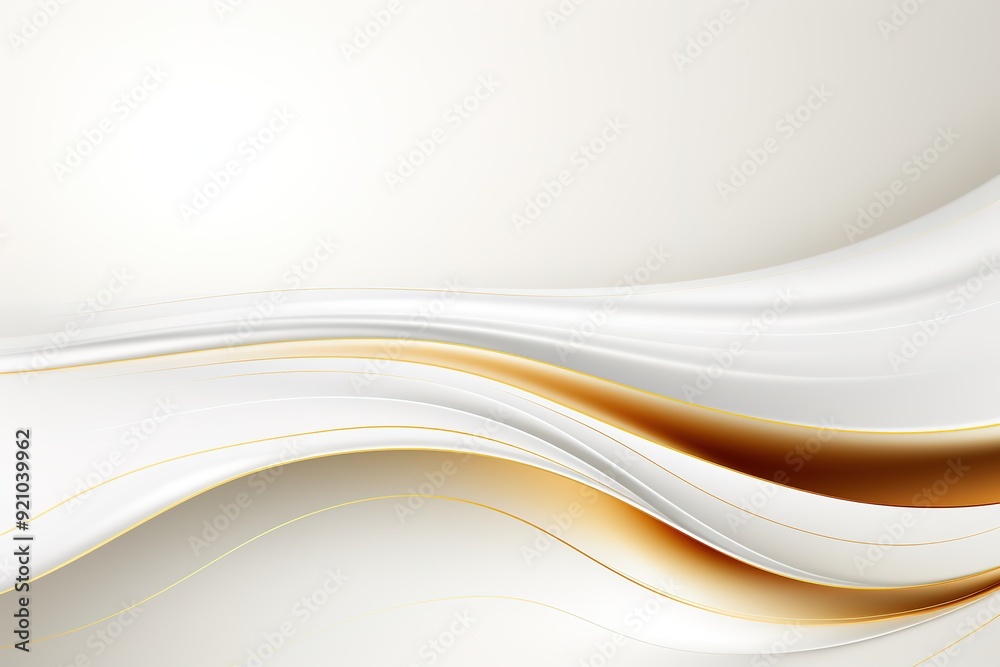 Abstract background with flowing white and gold waves. Abstract background with flowing white and gold waves.