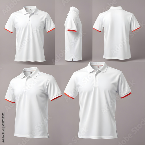 Blank White Polo T Shirt Mockup for young man AI generated