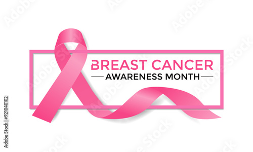 Breast cancer awareness pink ribbon.  Banner template design. During  October, which is Breast Cancer Awareness Month, this ribbon is widely used in campaigns to promote awareness.