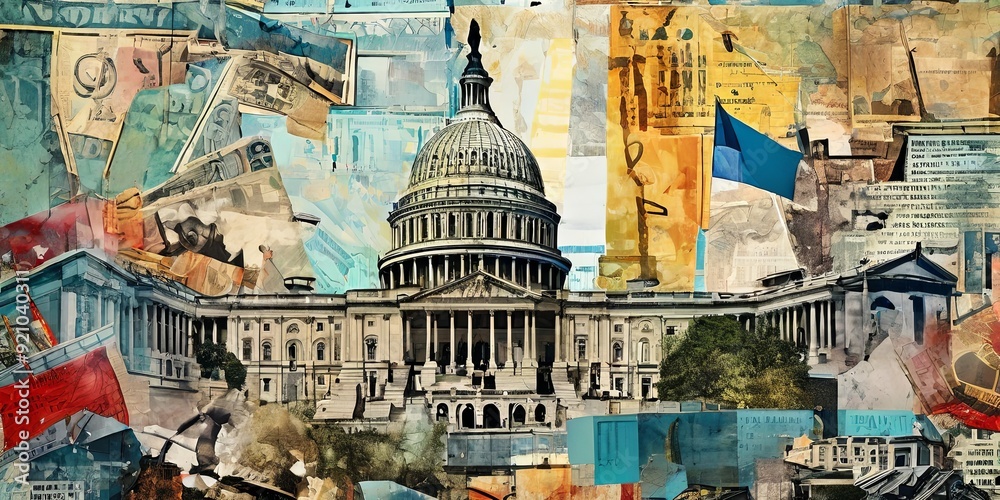Fototapeta premium A collage of images of the United States Capitol building