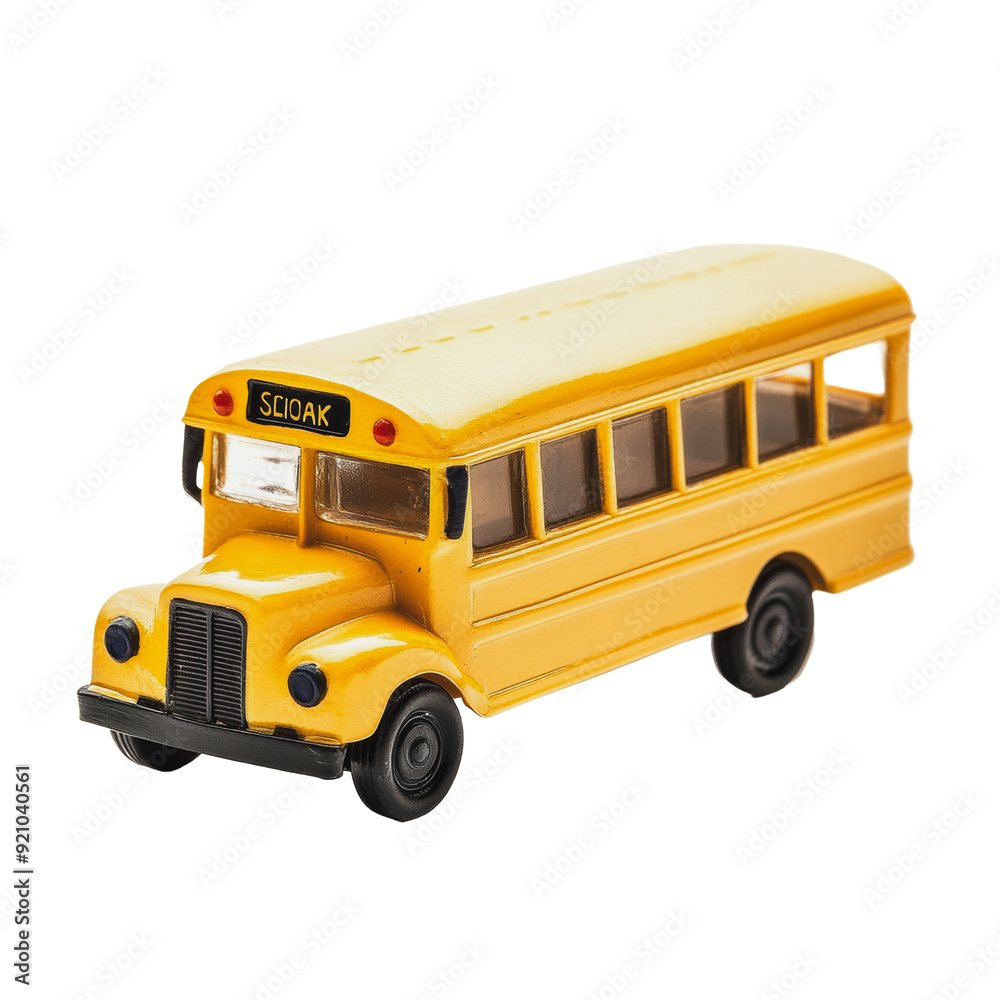 PNG Yellow toy bus on a white background PNG Yellow toy bus on a white background