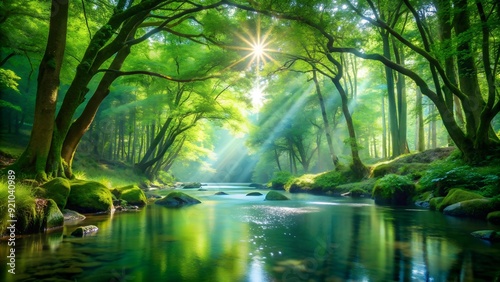 A Serene and Enchanting Forest Environment  AI Generated