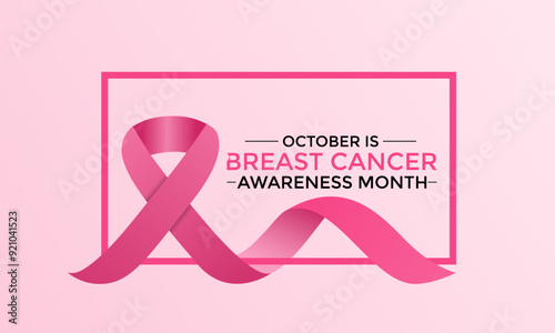 Breast cancer awareness pink ribbon.  Banner template design. During  October, which is Breast Cancer Awareness Month, this ribbon is widely used in campaigns to promote awareness.