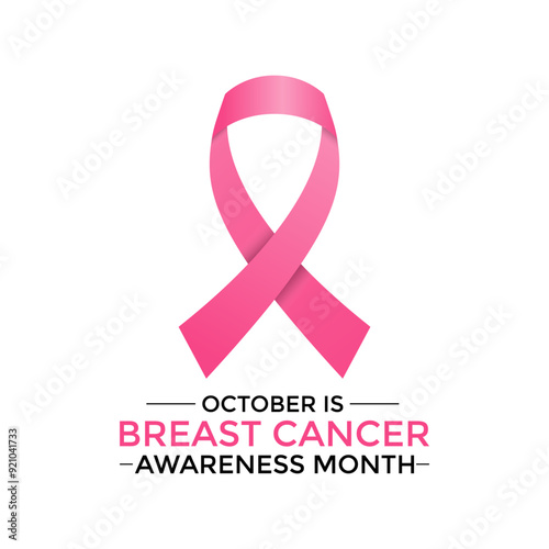 Breast cancer awareness pink ribbon.  Banner template design. During  October, which is Breast Cancer Awareness Month, this ribbon is widely used in campaigns to promote awareness.