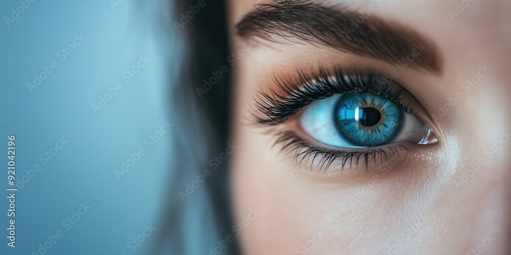 Close-up of a Caucasian female eye with healthy eyelashes Close-up of a Caucasian female eye with healthy eyelashes