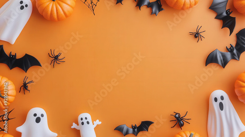 halloween background with pumpkin and bats