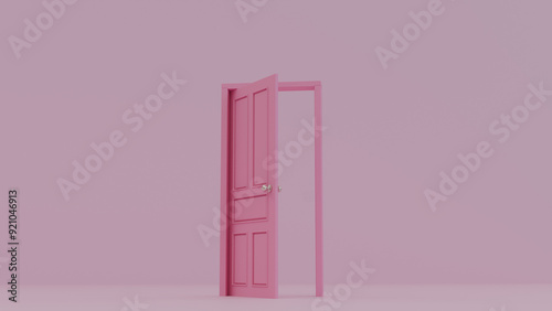 3d pink door isolated color background outside  photo