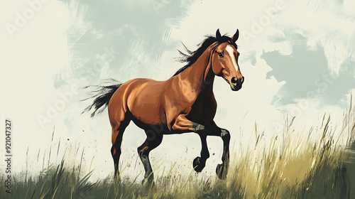 Brown horse illustration, animal design background