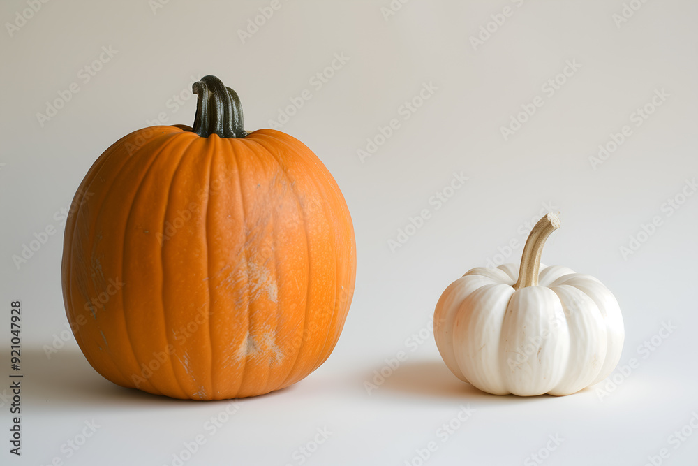 Pumpkins isolated on a light background. Halloween atmosphere concept Pumpkins isolated on a light background. Halloween atmosphere concept