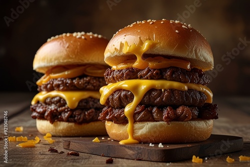 Mouth-watering American cheese Burger 