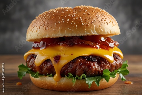 Mouth-watering American cheese Burger 