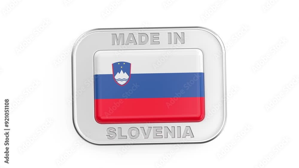 Made in Slovenia, silver badge with the national flag of Slovenia
Made in Slovenia, silver badge with the national flag of Slovenia