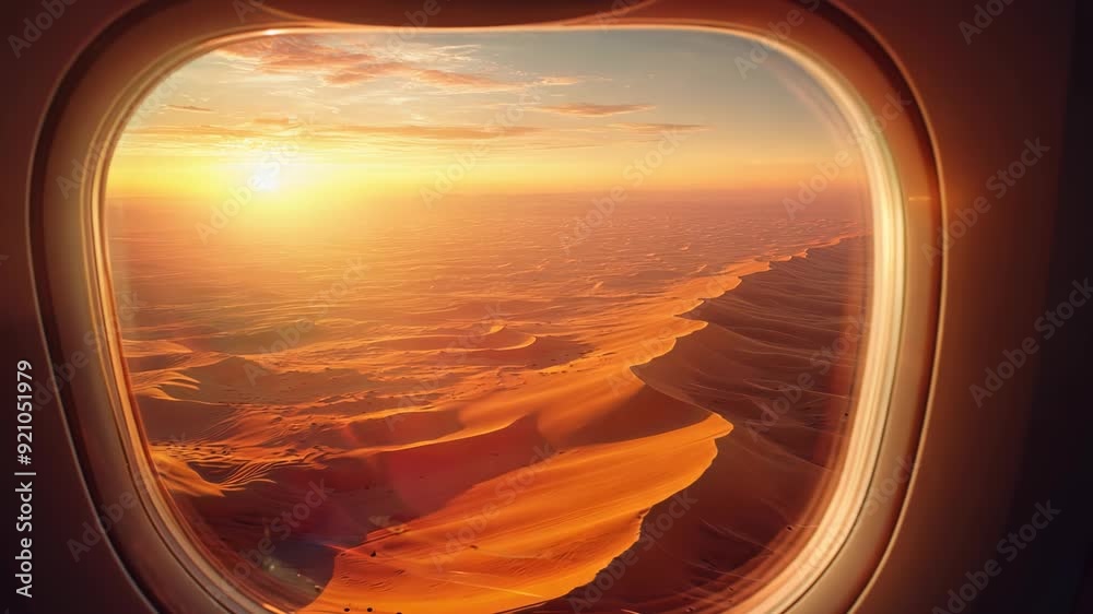 Sunset over the Desert from an Airplane Window Sunset over the Desert from an Airplane Window