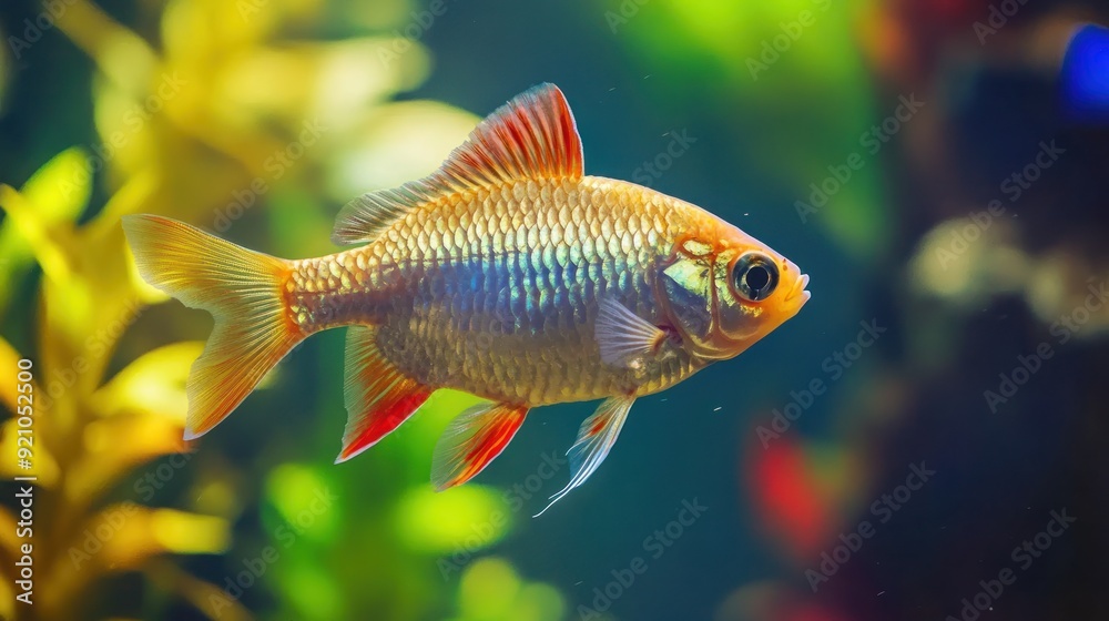 A Vibrant Goldfish in an Aquarium A Vibrant Goldfish in an Aquarium