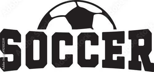 Soccer typography clip art design on plain white transparent isolated background for card, shirt, hoodie, sweatshirt, apparel, card, tag, mug, icon, poster or badge