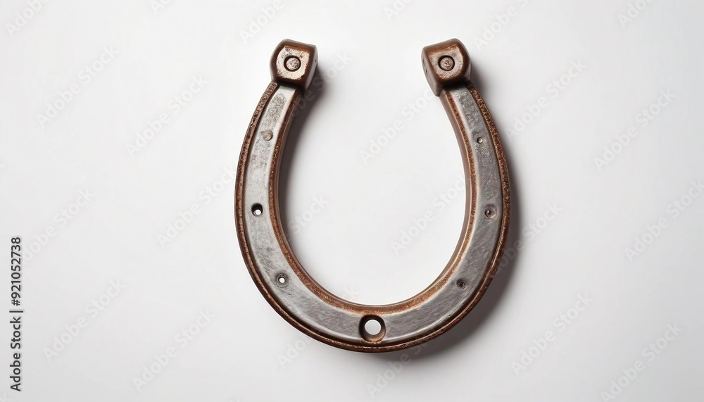 A horseshoe on an isolated flat white background. A horseshoe on an isolated flat white background.