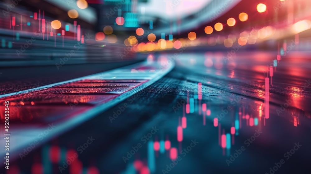 Abstract Stock Market Chart with City Lights. Abstract Stock Market Chart with City Lights.