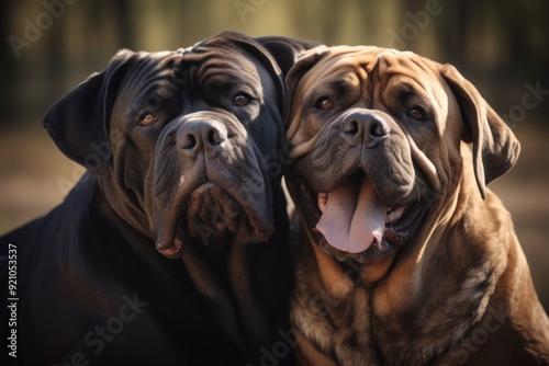 Two dogs, Mastiff dog, close-up portrait