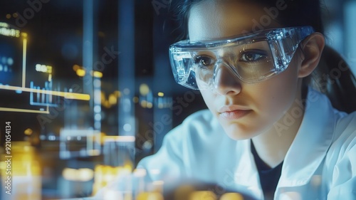 Focused scientist working i...