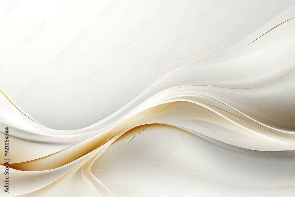 Abstract background with white and gold wavy lines. Abstract background with white and gold wavy lines.